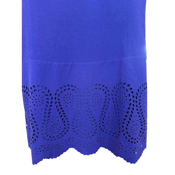 Ann Taylor Petite Purple Cap Sleeve Dress Laser Cut Hem Scoop Neck 10P - Picture 3 of 12